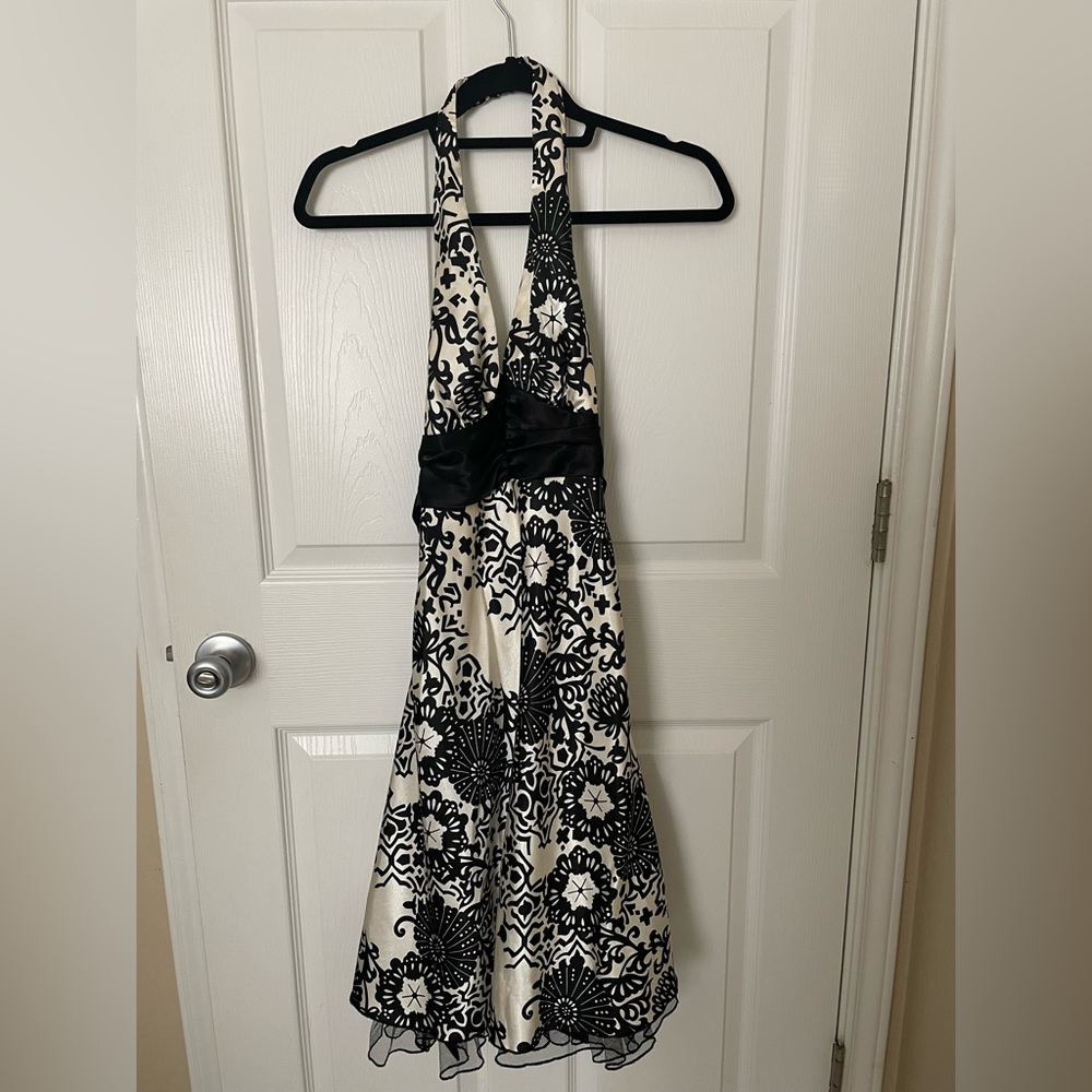 Floral Black and Beige black less dress. Used once